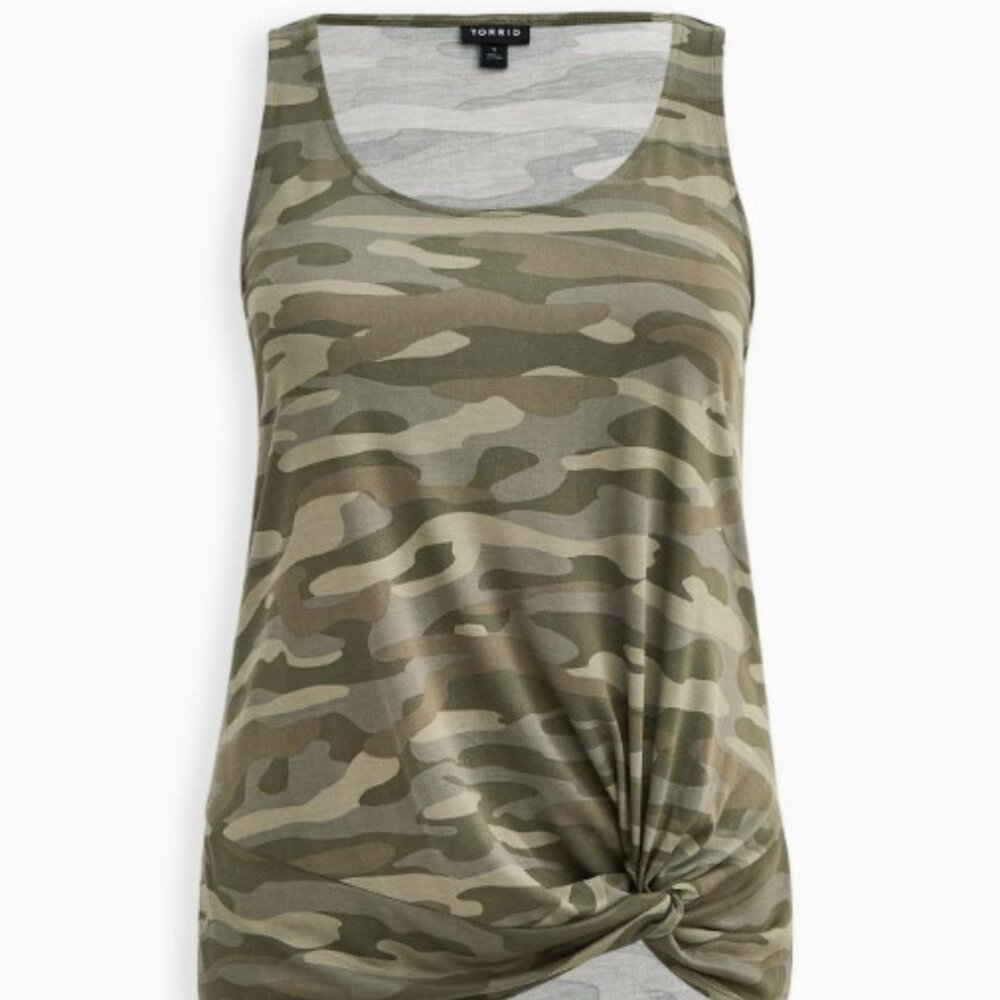 Torrid size 4 Cupro Knot Front Tank camo print